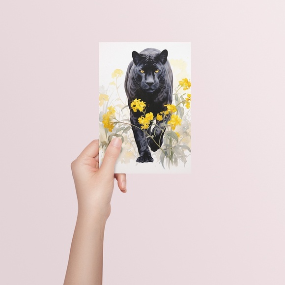 Watercolor Black Jaguar Wall Art Print Unframed - Majestic Jungle Elegance - Picture 5 of 6